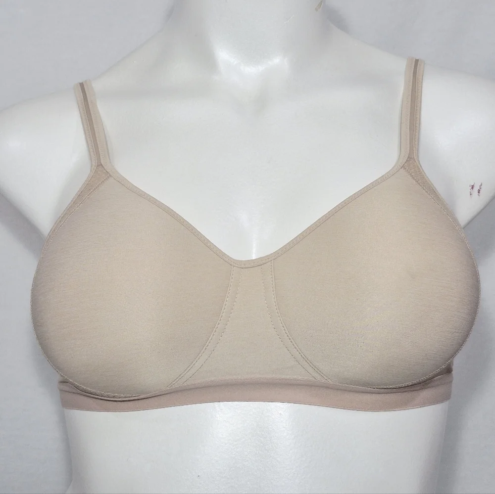 LARGE Hanes HCX3 HBG7 G507 X-Temp Foam Wireless Wire Free Sports Bra‎ Beige